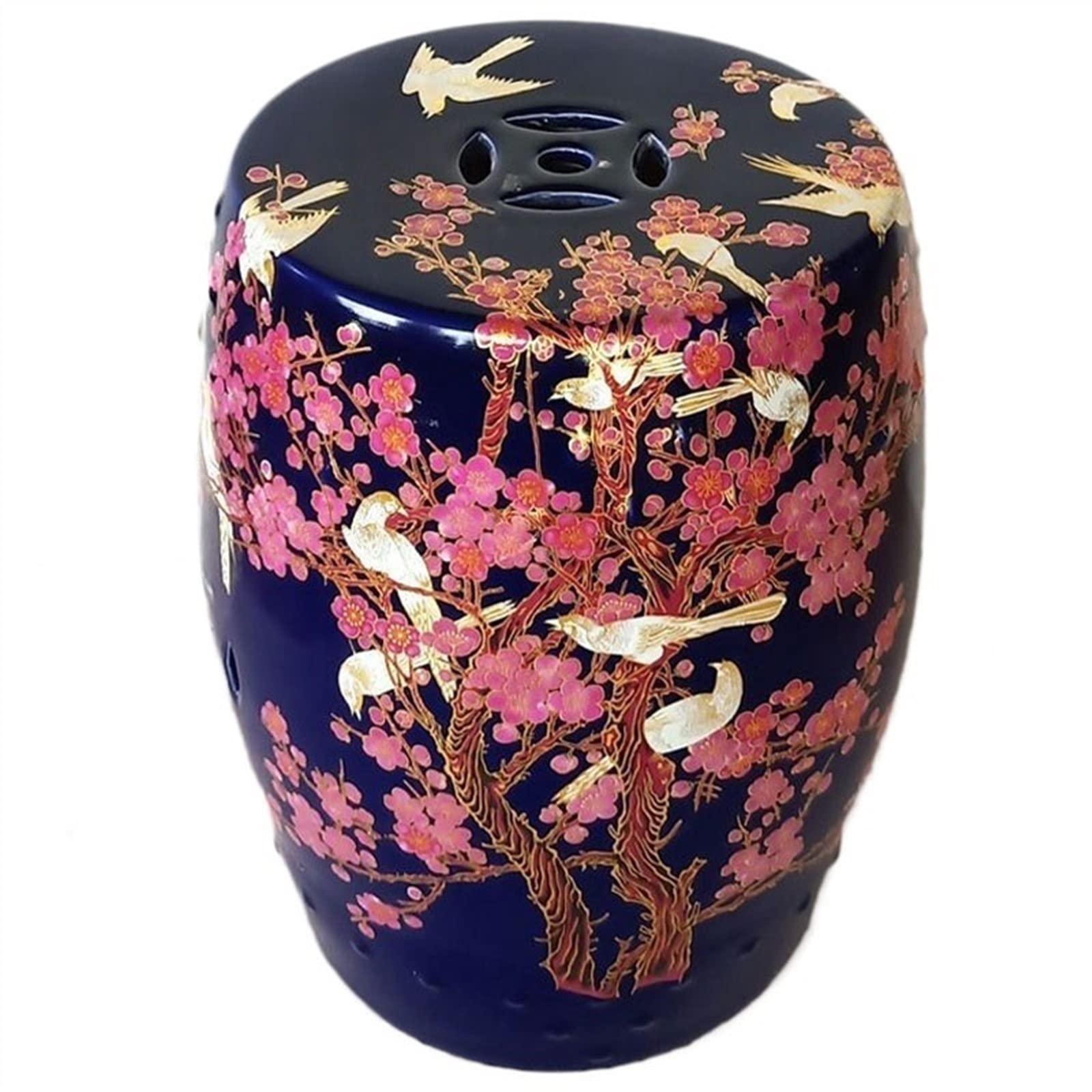 Tabouret à langer décoratif en céramique d'art fuchsia avec peinture artisanale