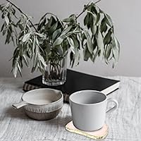 Vista 5 de Kichvoe Posavasos de ágata de cuarzo rosa, cristal rosa con borde dorado, tapete decorativo de piedras preciosas para el hogar, bar, restaurante