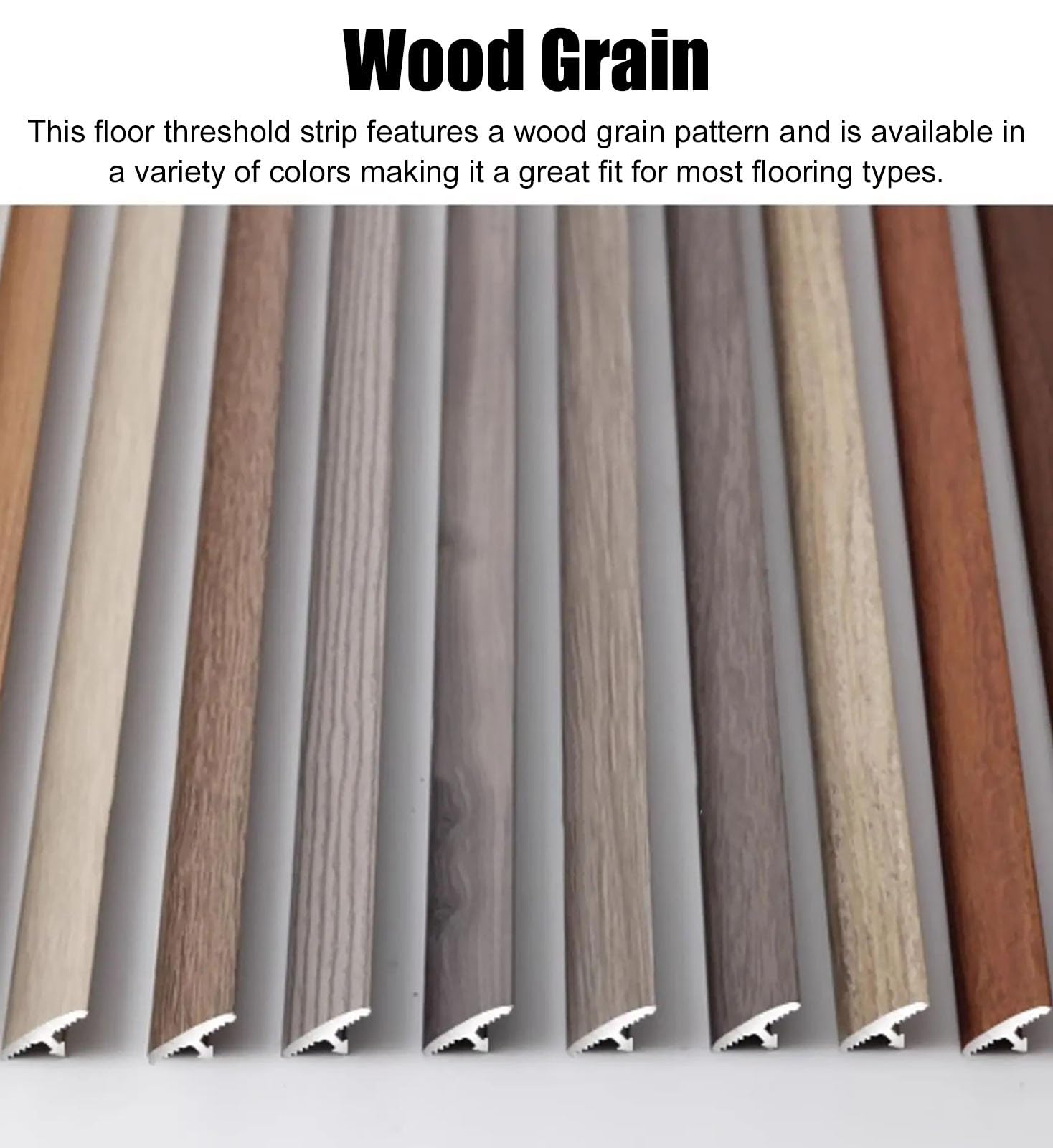 Perfil de Transición para Suelo Perfil de transición con acabado de madera, umbral de puerta con ranuras inferiores, perfil de remate para suelos con integración perfecta(Wood Grain B)