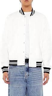 mens Varsity-striped Bomber Jacket