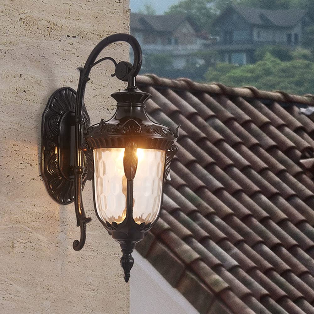 Mengjay kinkiet-antyczny zewnętrzny kinkiet E27 lampa ogrodowa Retro antyczny kinkiet ze szklaną osłoną lampy lampa zewnętrzna wodoodporne drzwi balkon willa lampa zewnętrzna-antyczny kolor (C)