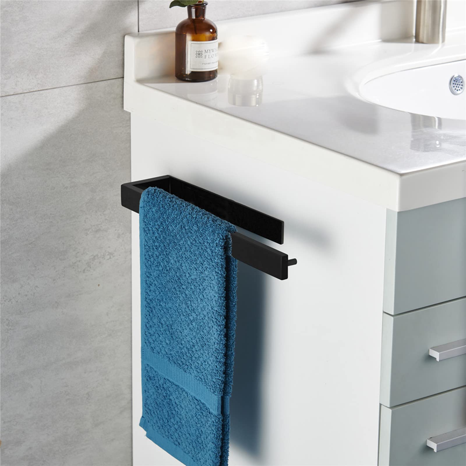 Lolypot Anneau Porte-Serviettes Sans Perçage En Acier Inoxydable 304 - Noir - Accessoire Salle De Bain