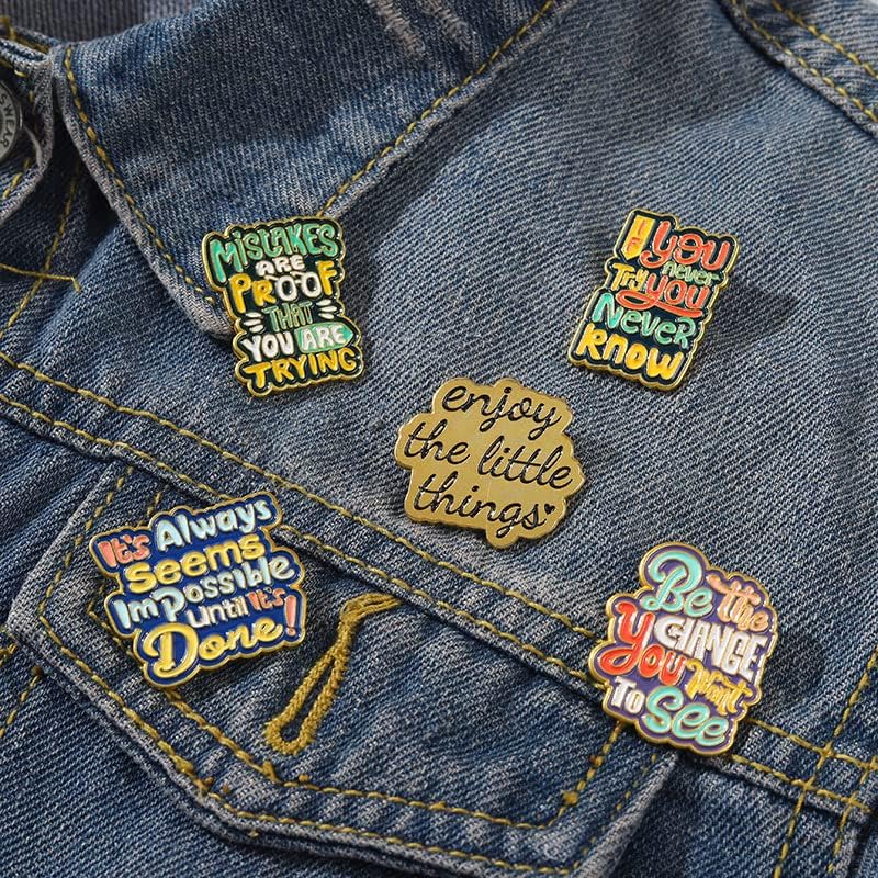 ROFARSO Proverb Saying Letter Enamel Lapel Pin Set Motivational Speech Letter Pin, Accessory for Backpacks Clothing Bags Hats Shirts (5piccs pin set) - Image 5