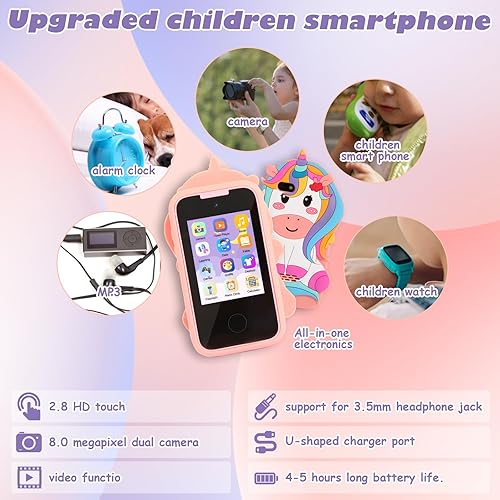 Miniatura 6 de Juguetes para niños de 3, 4, 5, 6, 7, 8, 9, 10, 11, 12 años, teléfono inteligente para niñas, juguetes de unicornios, regalos para teléfono,