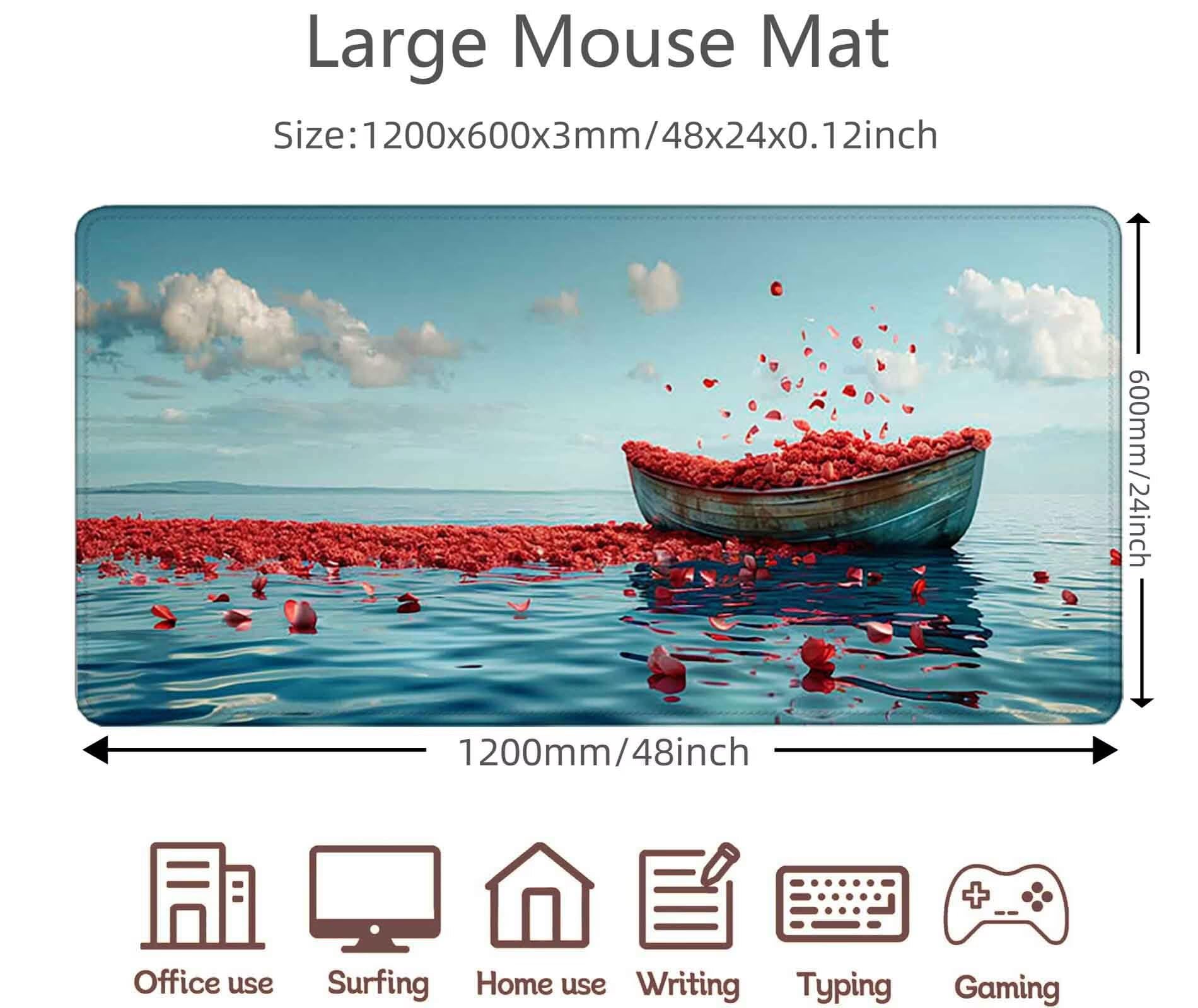 Podkładka pod mysz niebo podkładka pod mysz do gier XXL 1200 x 600 mm, i wodoodporna podkładka pod mysz biała podkładka pod mysz z antypoślizgową gumową podstawą i przeszytymi krawędziami do gier