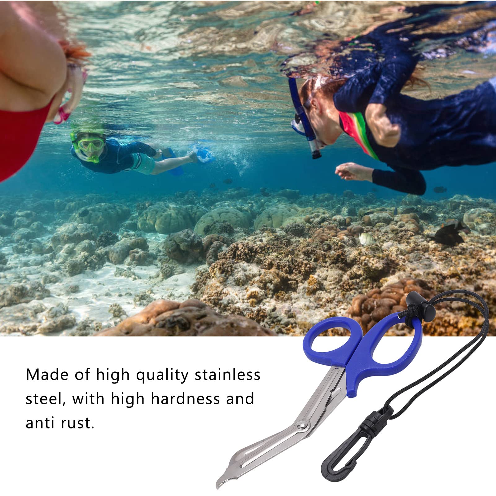 Pilipane Safety Sea Snips, Dive Shears, Emergency Scissors, Scuba Diving Scissors Stainless Steel Scuba Diver Shears with Lanyard and Buckle(??)