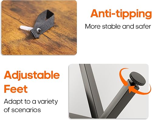 Miniatura 7 de Perchero resistente con cajones y luz LED, perchero con estantes, organizador de armario independiente con 8 ganchos para dormitorio/lavandería