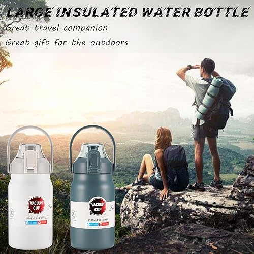 Miniatura 4 de XIYIASUN - Botella de agua aislada de 40 onzas con pajilla, grandes vasos térmicos al vacío, botella de agua reutilizable aislada que mantiene el