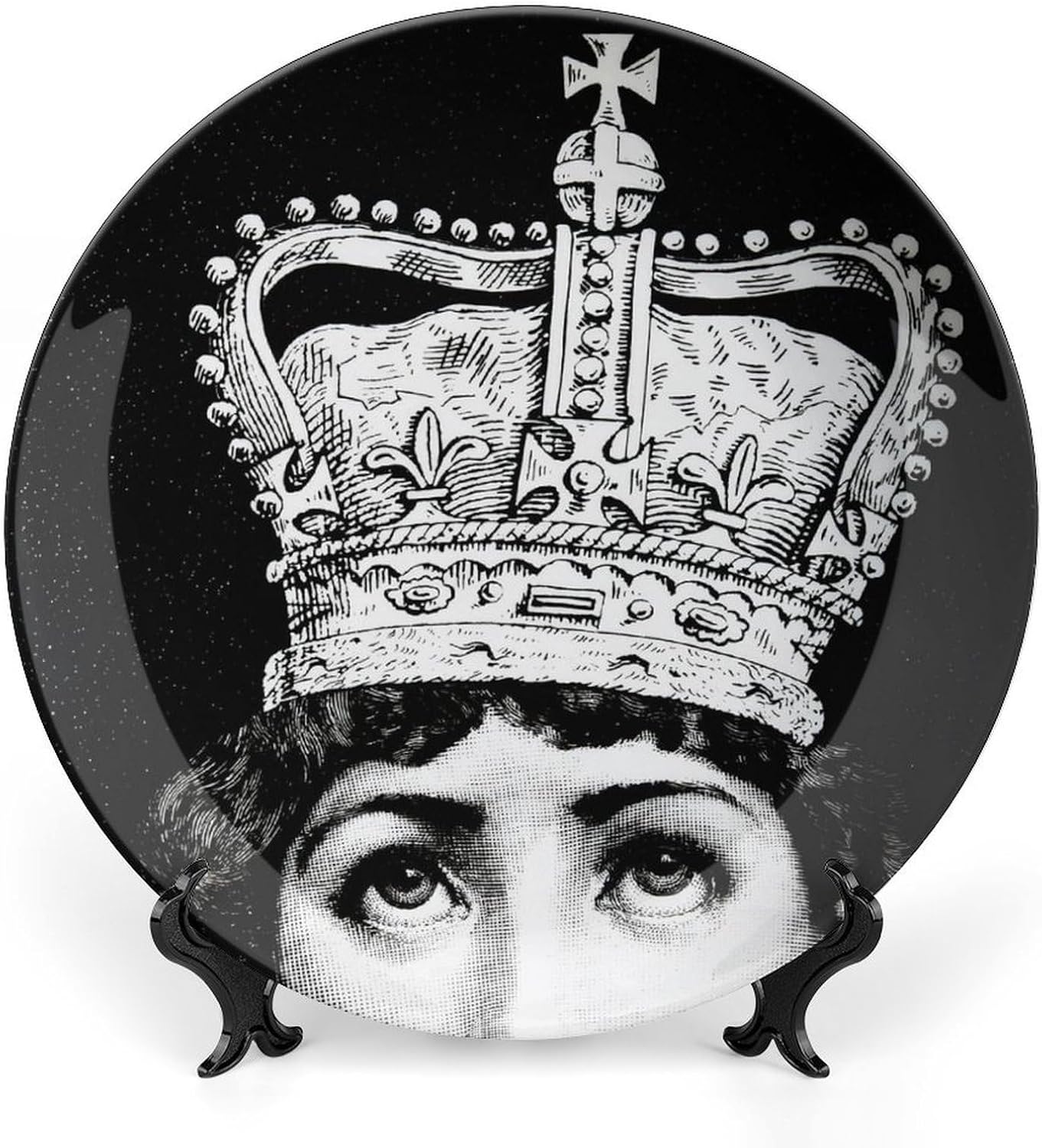 Lina Cavalieri Plate, Wall Decorative Plate, Mysterious Face Plate Wall Hanging Decoration,Including Bracket and Special Spring Hook, 10inch, Style12