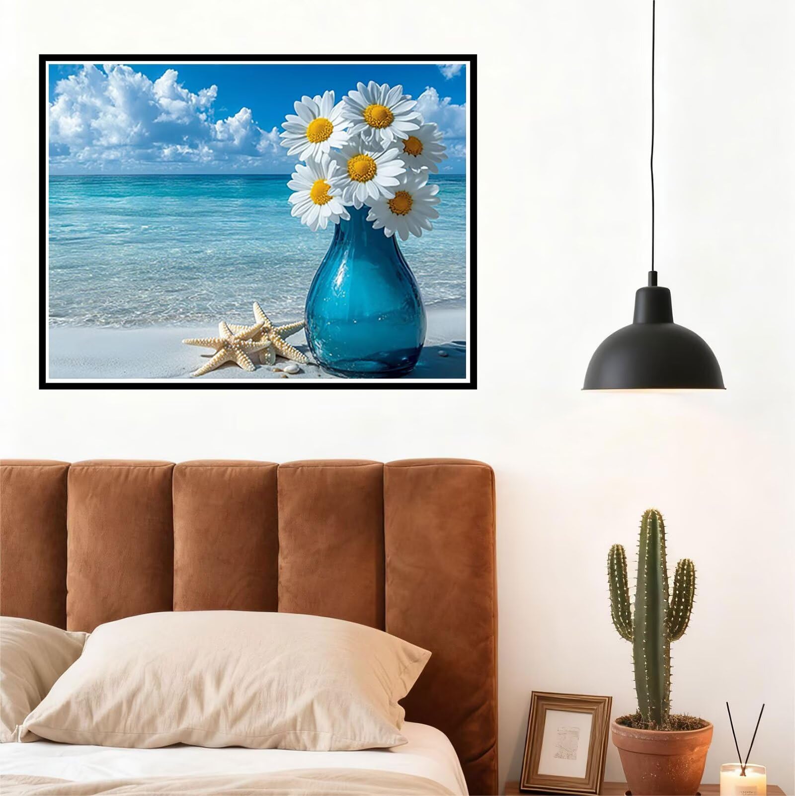 Blume Malen Nach Zahlen Erwachsene Meer Malen Nach Zahlen Kinder ab 7, Set Erwachsene Bastelsachen Kreativ Set für Kinder Geschenke für Männer, Weihnachten Halloween Deko Ohne Rahmen 60x80cm H - 908