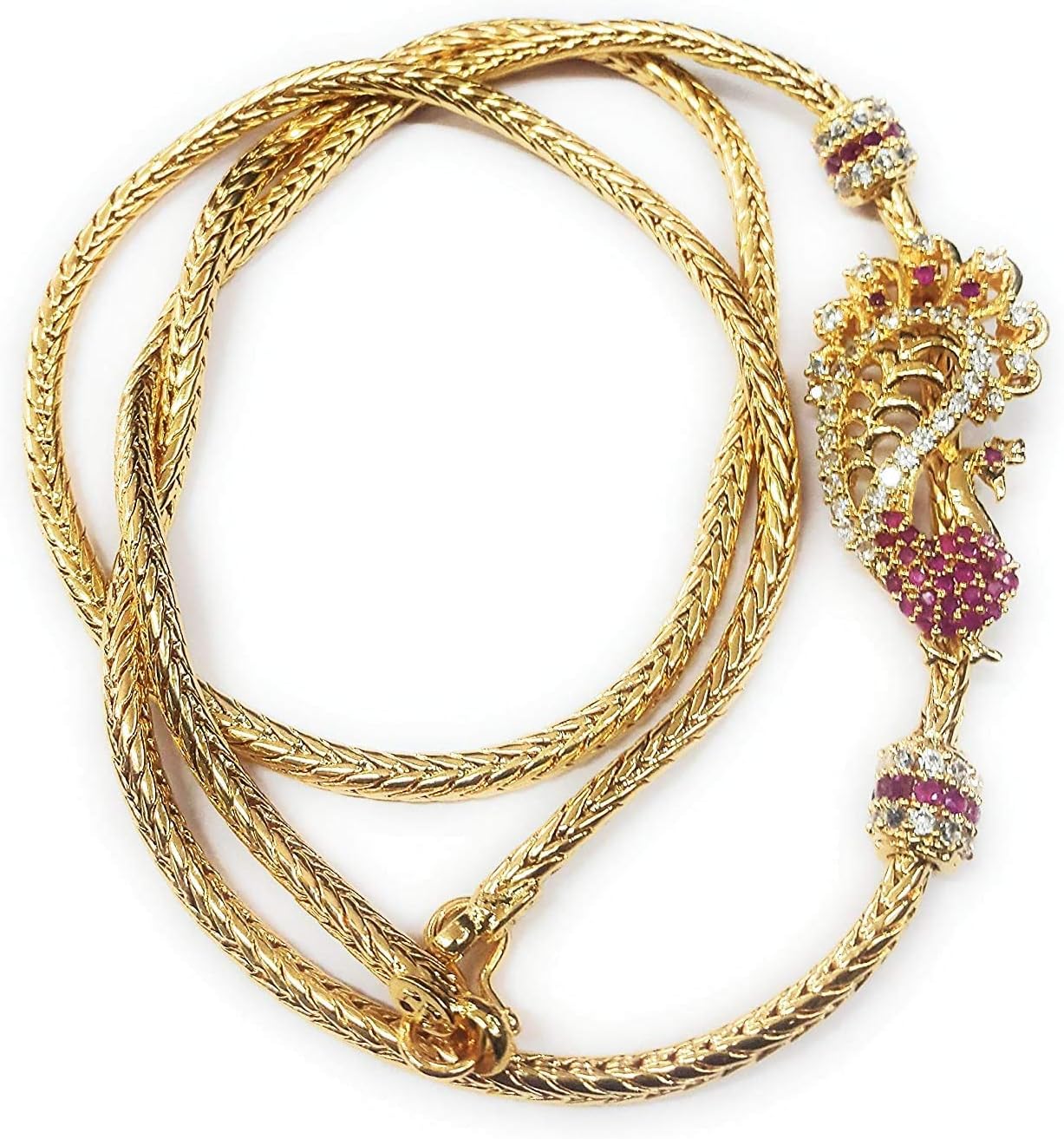 AFJ GOLD Copper Gold Plated and Ruby Chain for Women & Girls (Yellow)