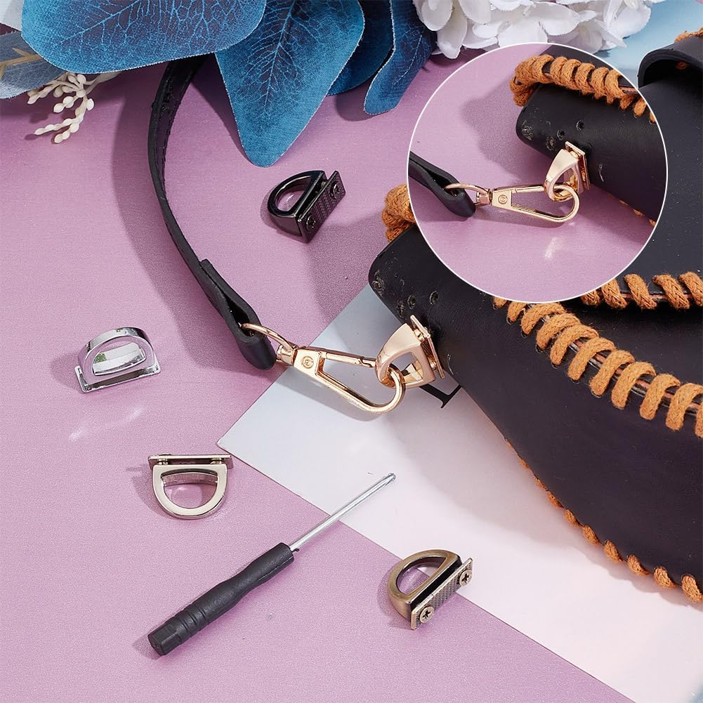 20 Pcs 5 Colors Purse Suspension Clasps, Alloy Bag Connectors with D Ring Bag Connector Anchor Buckles Side Clip Bag Buckle for Leather Accessories Bag Strap Hardware