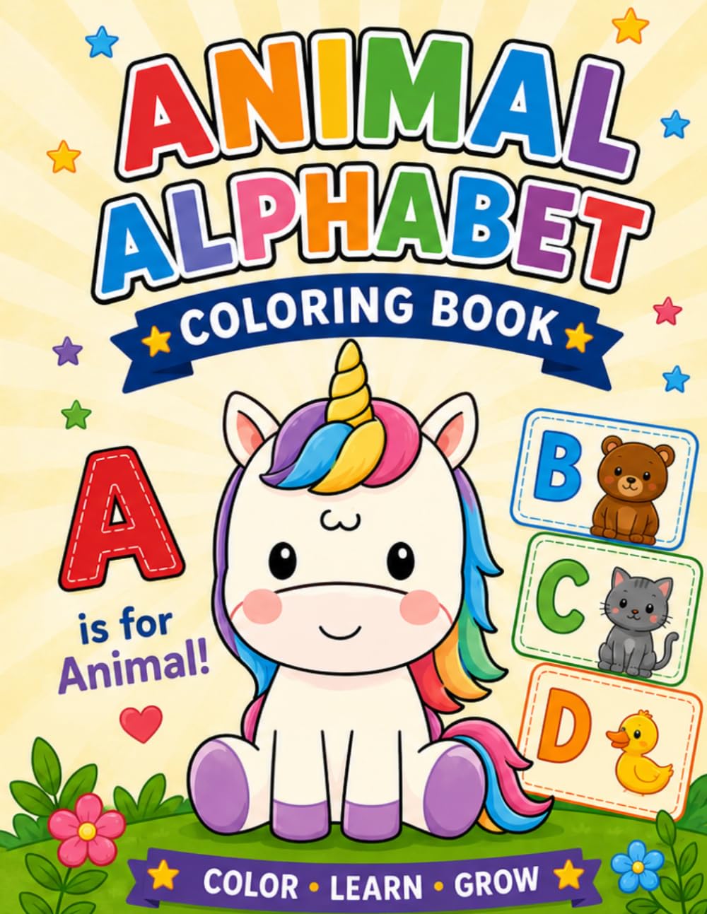 Kids Colorverse: Animal Alphabet Coloring Book for Children: Animal Alphabet Tracing and Coloring Book