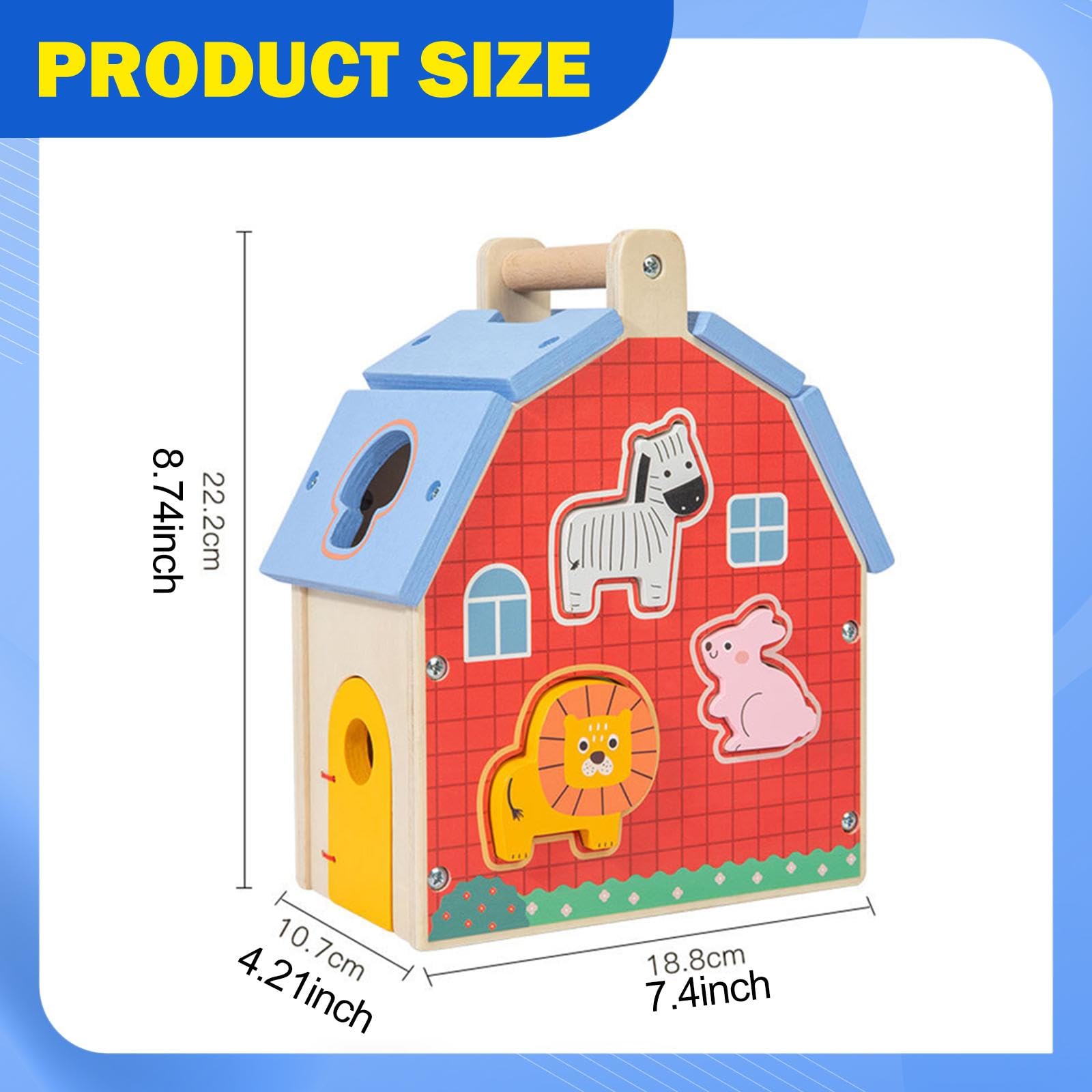 Casa de Bloques Interactivos de Madera para Clasificar Formas, Cumpleaños para Niños de Preescolar.