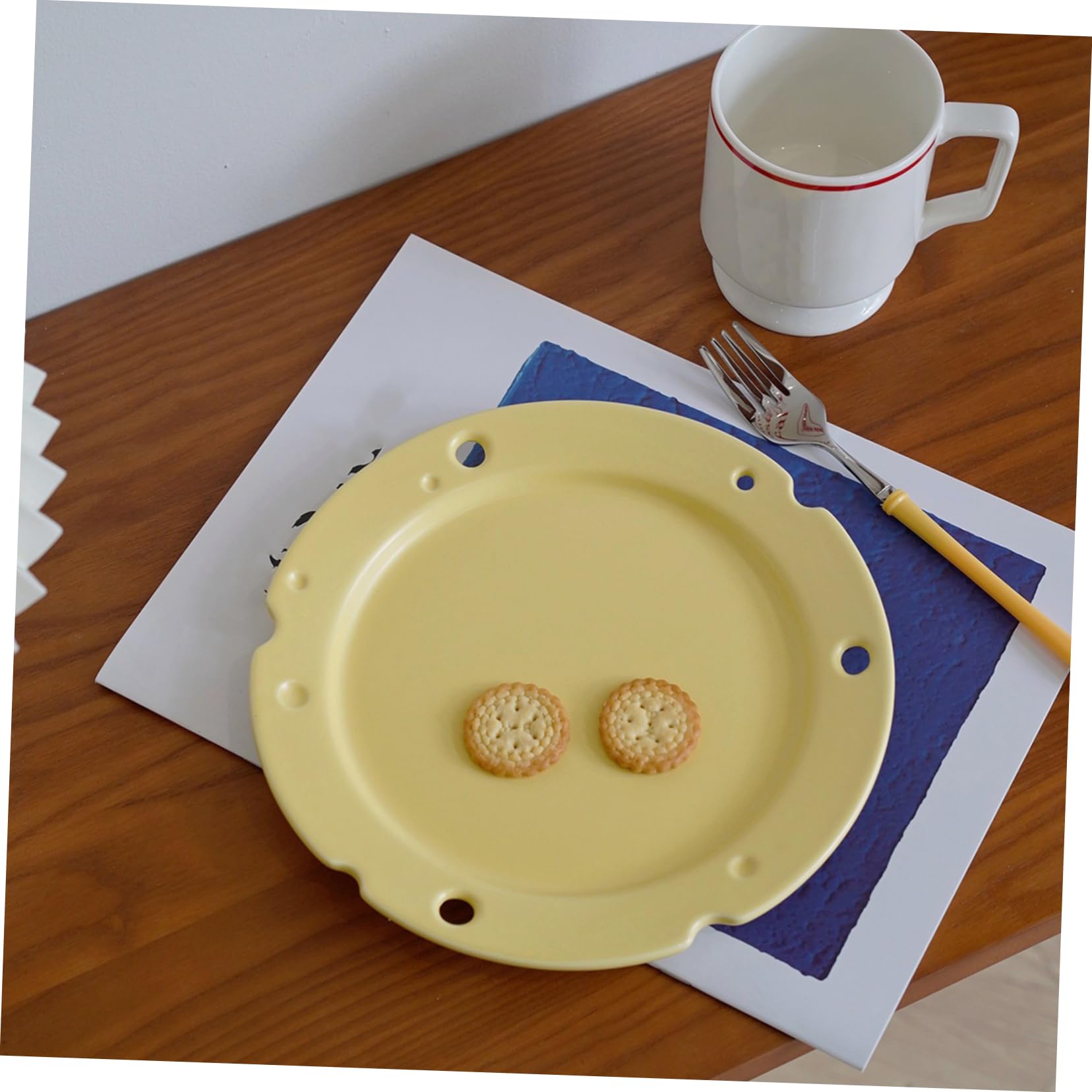 MUCKLILY Ceramic Irregular Cheese Plate Multi Function Food Serving Dish for Home Hotel and Restaurant for Desserts and Entertaining Elegant Design