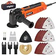 Electric Oscillating Tool, 2.5-Amp Oscillating Multi Tool with 3.2° Oscillation Angle, 7 Variable Speeds and 26 pcs Saw Accessories, Auxiliary Handle and Carrying Bag(Orange)