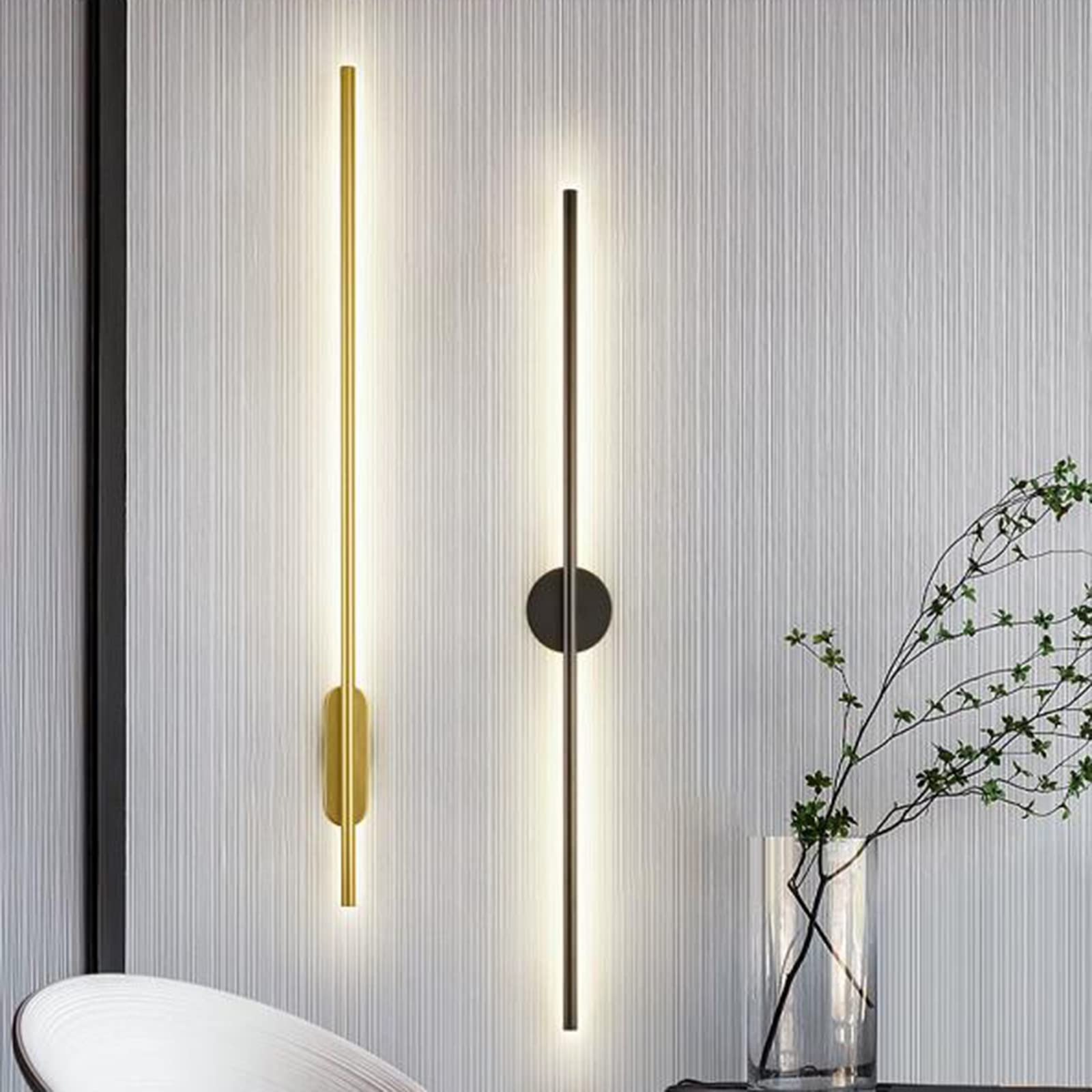 Luci da parete lineari a LED dimmerabili, 100 cm, moderna applique in alluminio per camera da letto e soggiorno, elegante illuminazione di sfondo nero, ideale per la decorazione della casa e