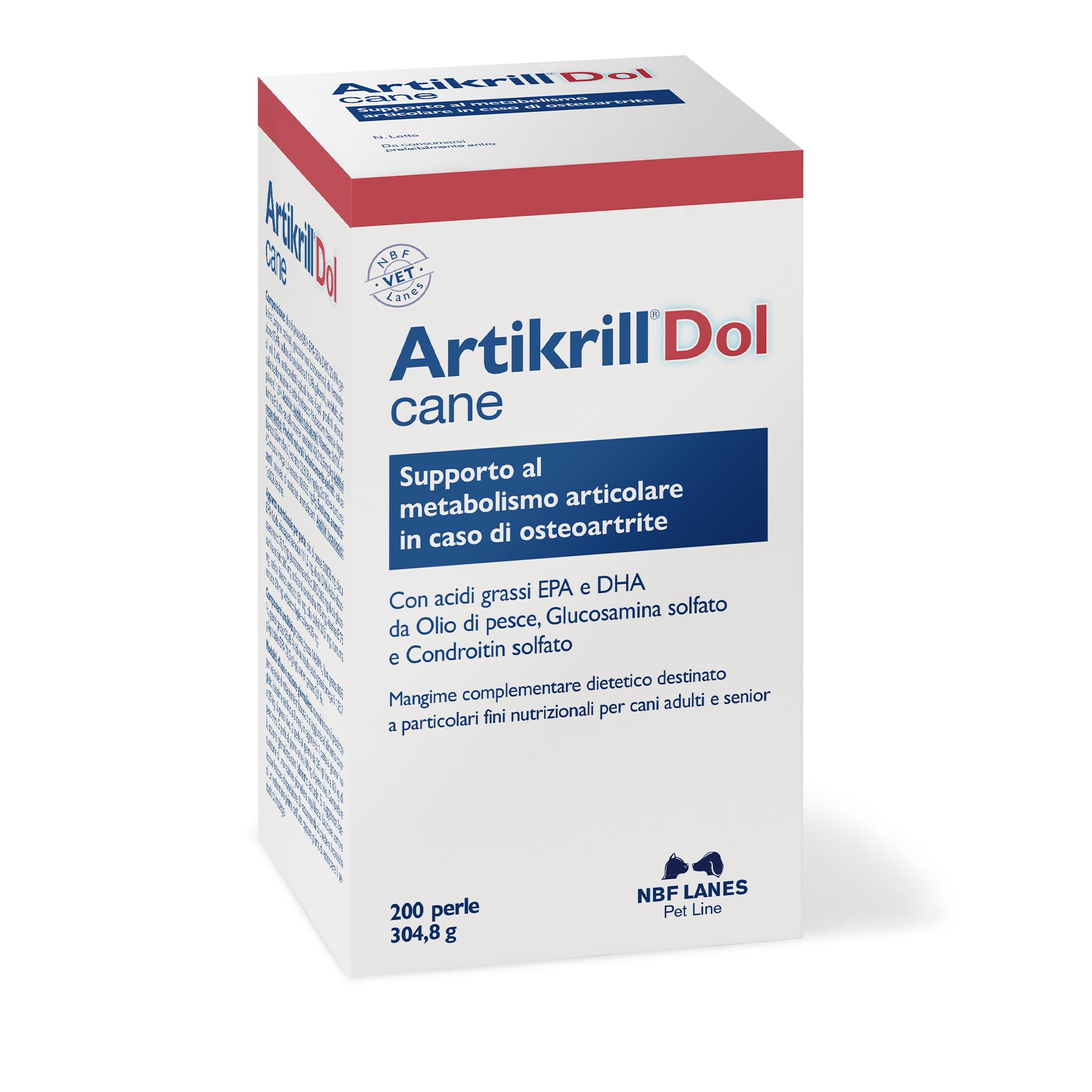 NBF Lanes | Artikrill Dol Perro, 200 Perlas apetecibles, Apoyo metabolismo Articular en Caso de osteoartritis del Perro Adulto y Senior