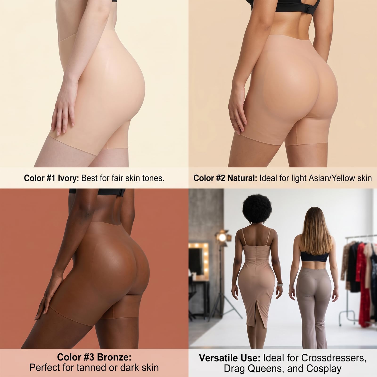 Pantalones realzadores de glúteos de Silicona, Fajas Moldeadoras sin Costuras para Caderas, Ropa Interior Invisible para Levantar los glúteos para travestis