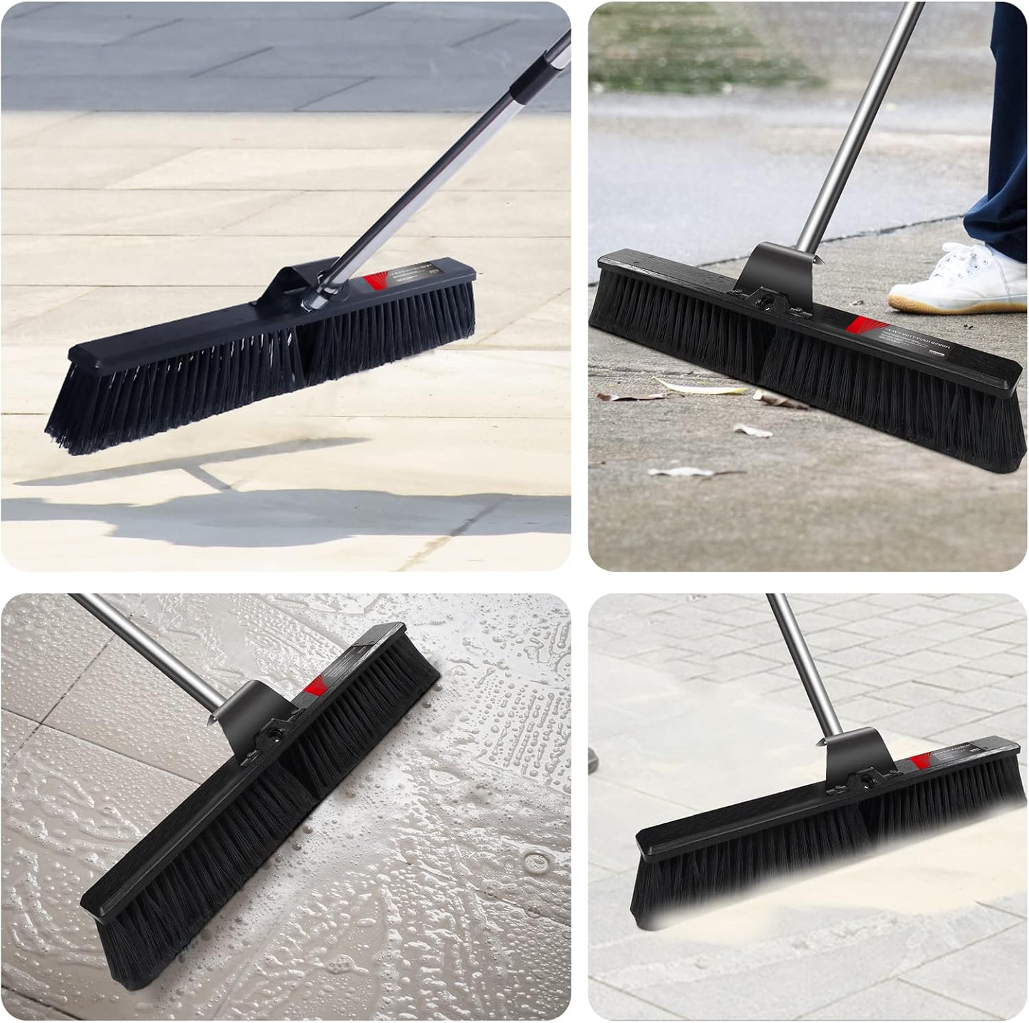 Buy ZNM Push Broom Heavy Duty Broom with Long Handle & Stiff Bristle for Sweeping, Outdoor