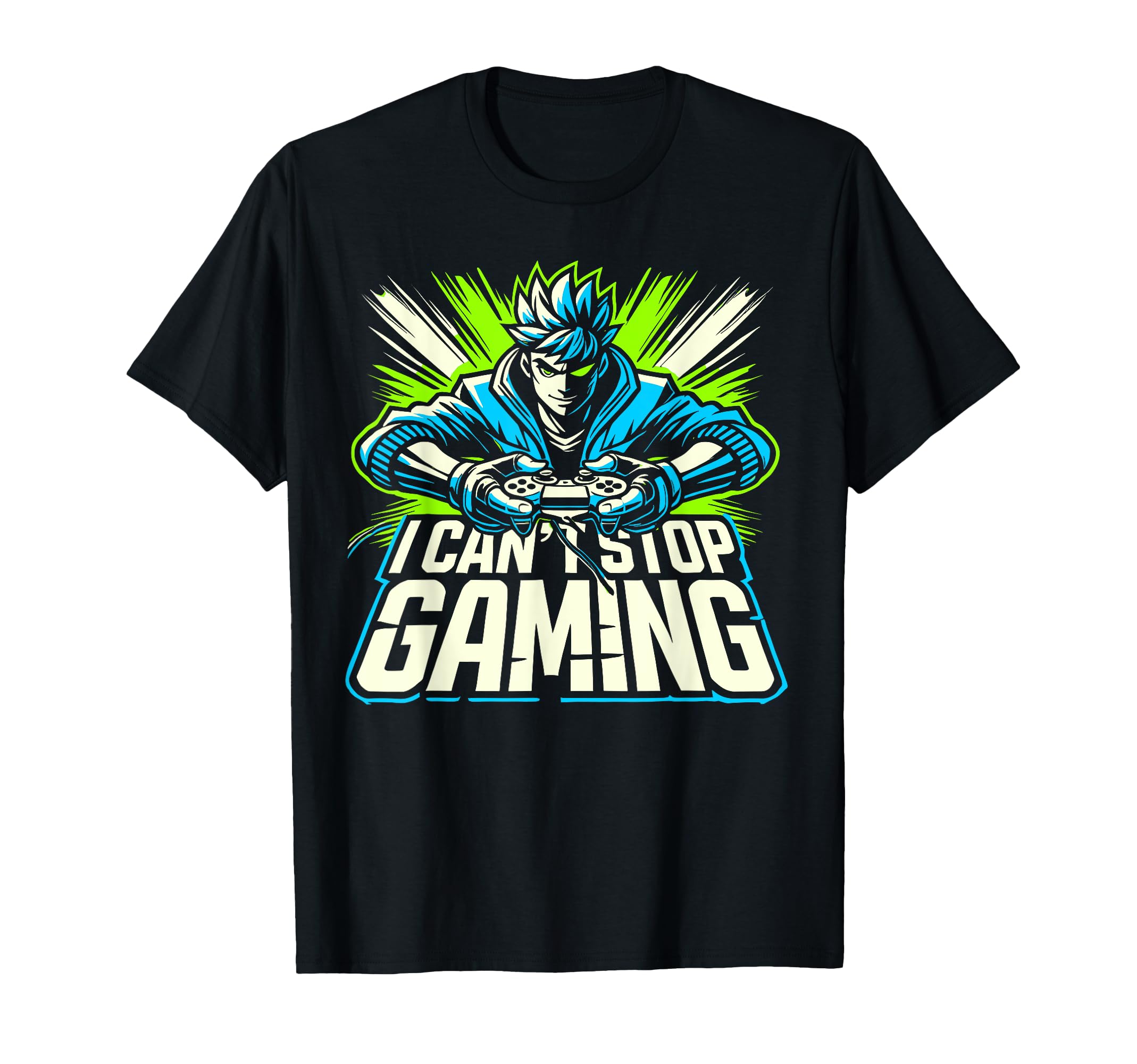 I Can't Stop Gaming Funny Gamer Graphic Amine Video Game T-Shirt