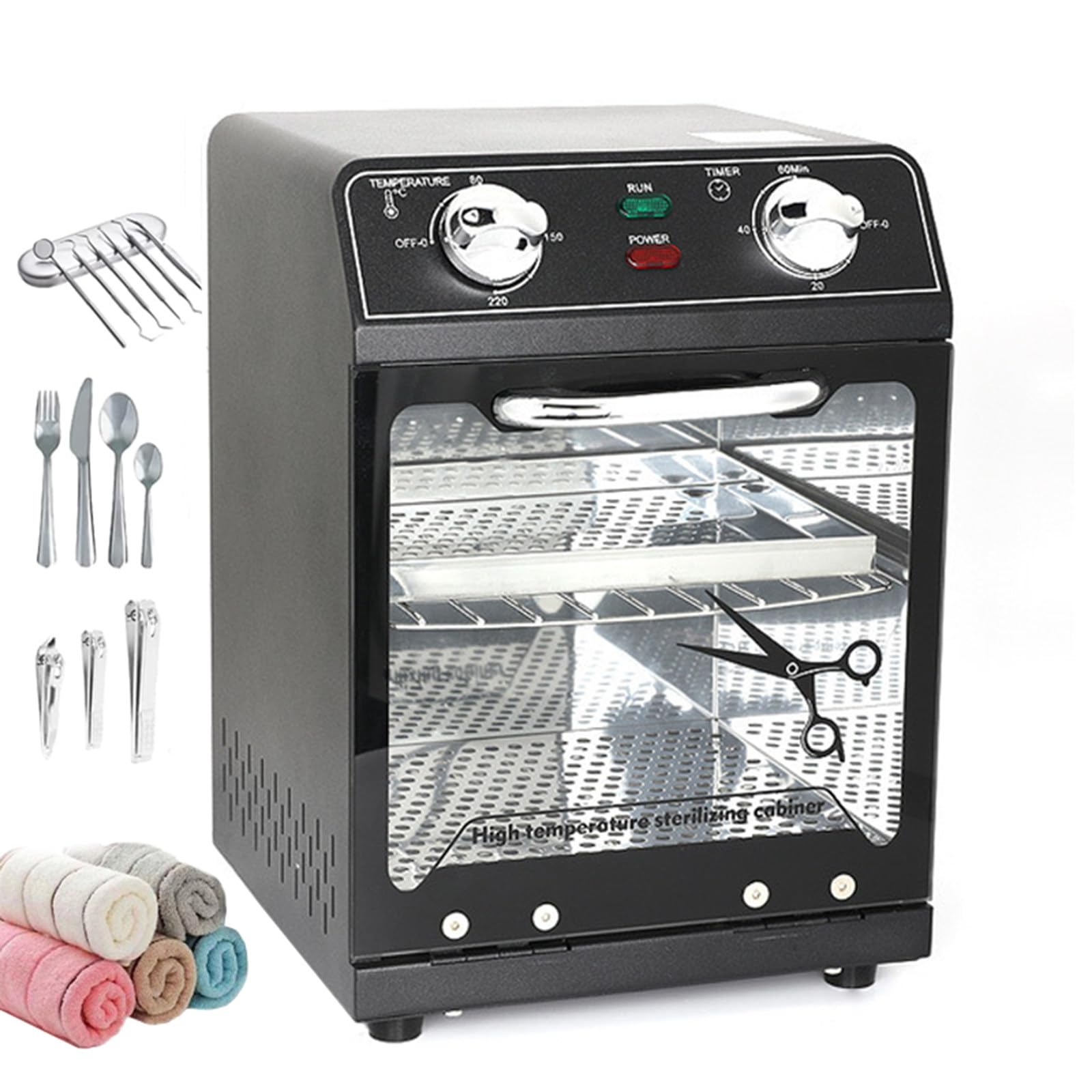 Sterilizzatore ad alta temperatura da 600 W a 8 l, disinfettante a calore secco con controllo della temperatura e timer per strumenti per unghie, tatuaggi, strumenti dentali, parrucchieri