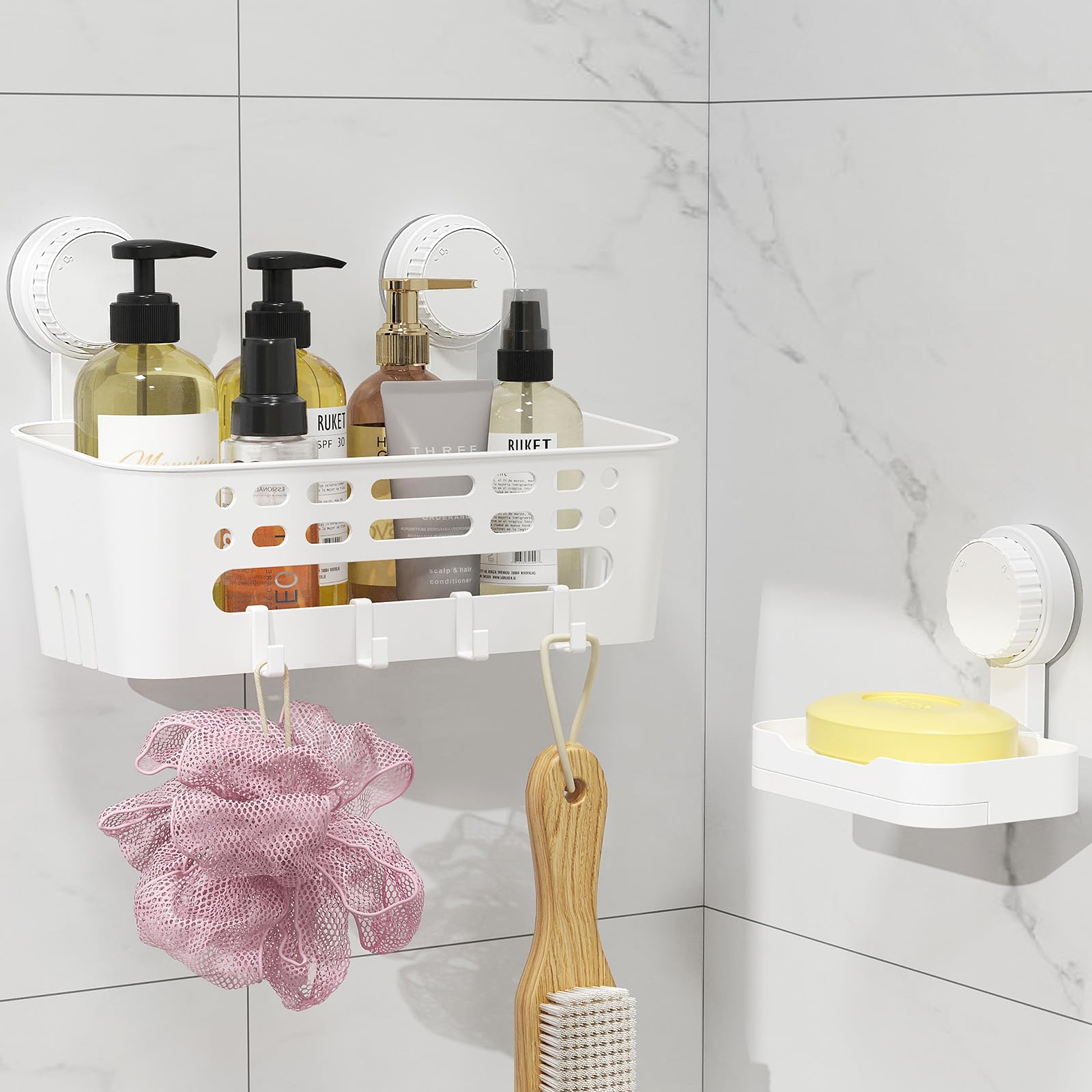 Lifewit Suction Cup Shower Caddy Soap Dish Removable 10 4 26cm Basket and Bar Soap Holder for Inside