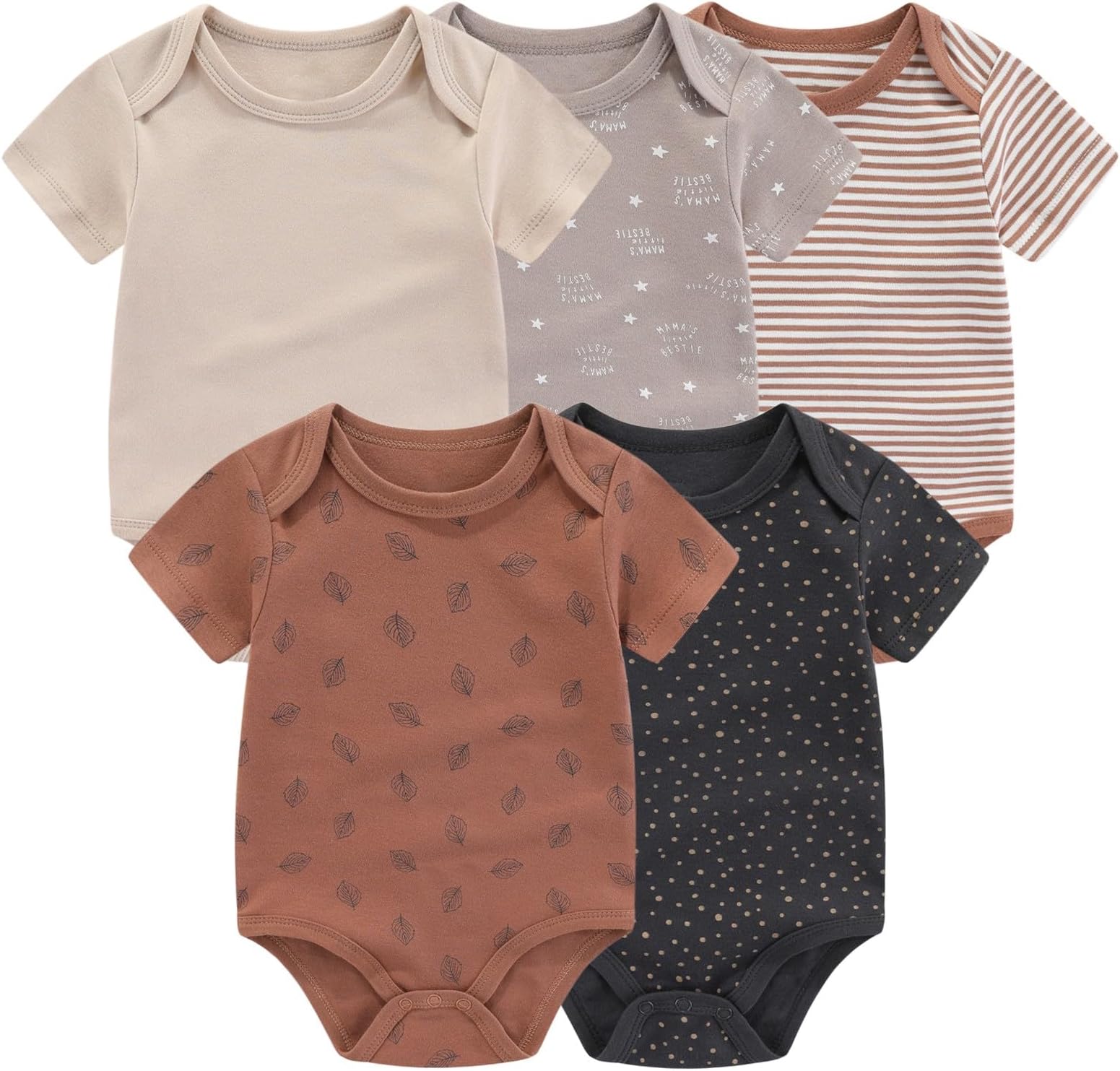 Unisex Boy Girl Baby Bodysuit 5 Pack Cartoon Cotton Infant Clothes Short Sleeve Soft Babie's Outfits
