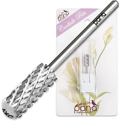 PANA 3/32" Small Barrel Smooth Top Silver Carbide Nail Drill Bit for Manicure, Pedicure and Acrylics (Grit: 4X Extra Coarse - 4XC, 1pc)