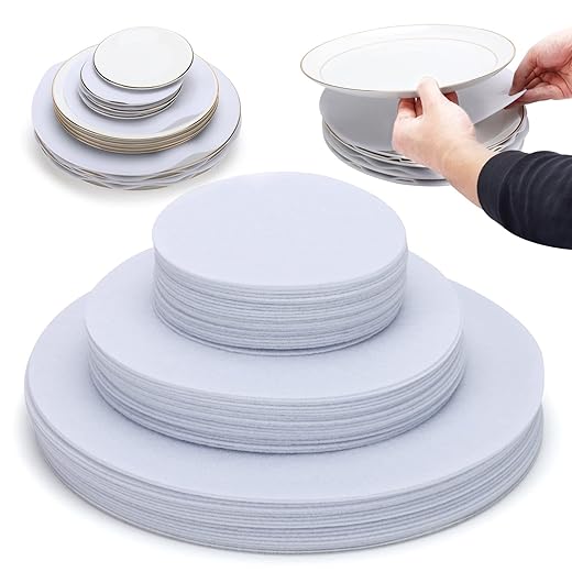 Imncya Plate Separators Storage, Set Of 60 And 3 Different Size, Thick and Premium Soft Felt Plate Dividers For China/Dish/Coffee Saucers Protecting and Stacking