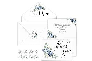 Sympathy Thank You Cards - 50 Acknowledgment Cards with Envelopes and Stickers...