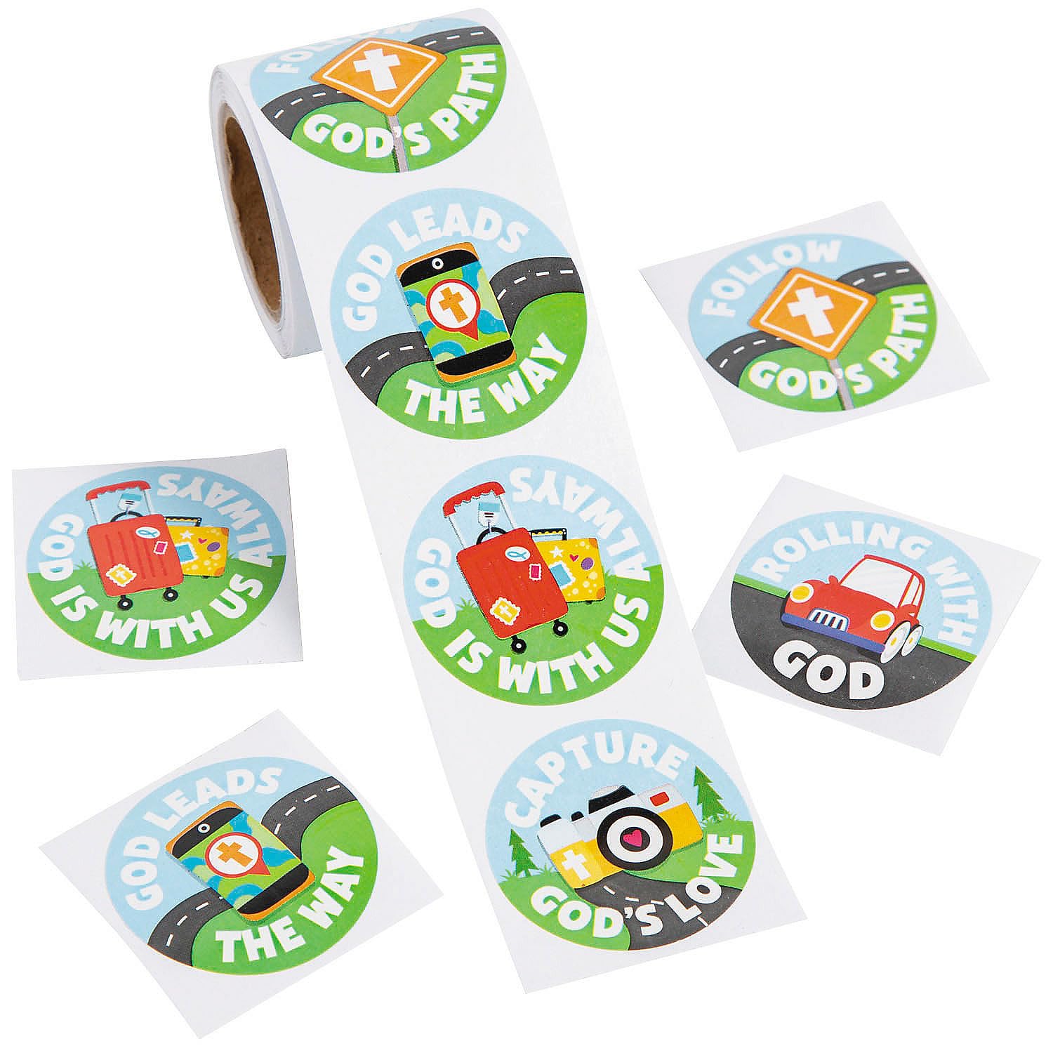 1 1/2" On The Road VBS Paper Sticker Roll - 100 Pieces, Vacation Bible School Supplies