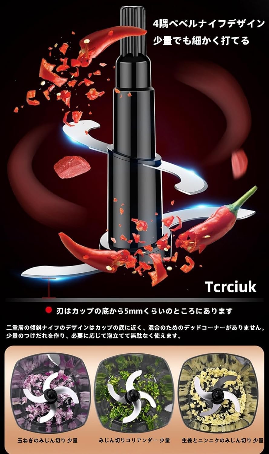 Amazon.co.jp: Tcrciuk フードプロセッサー フードチョッパー