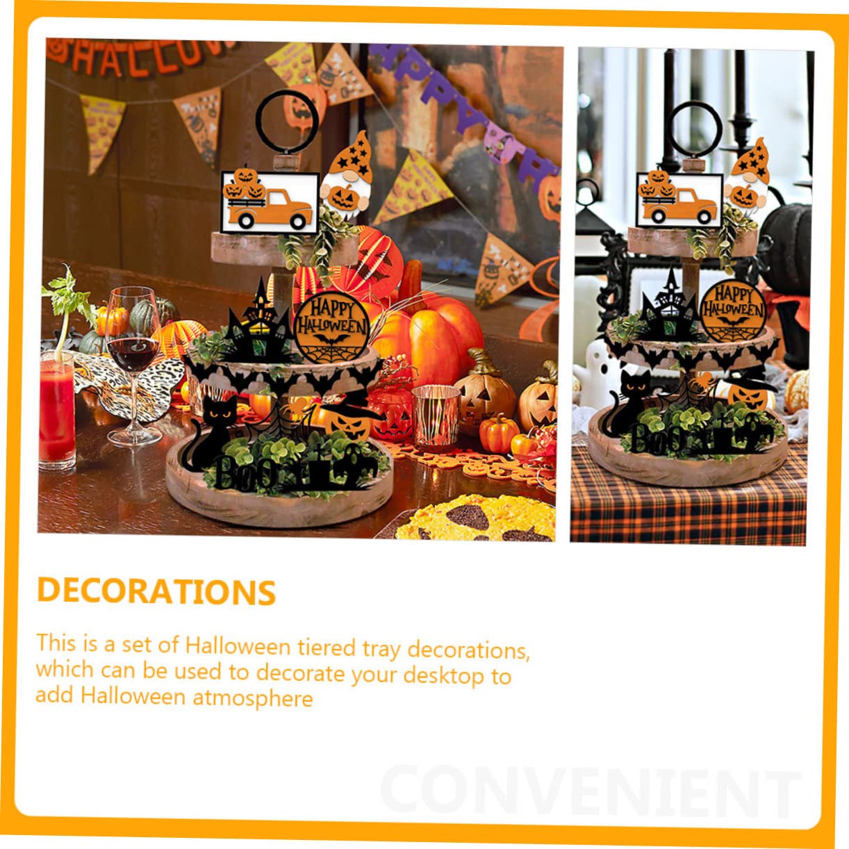 Cabilock 2 Set decorazione del vassoio di Halloween festival decorazioni adesivi addobbi halloween casa addobbi casa halloween vibe passamaneria decorativa forniture per feste di halloween