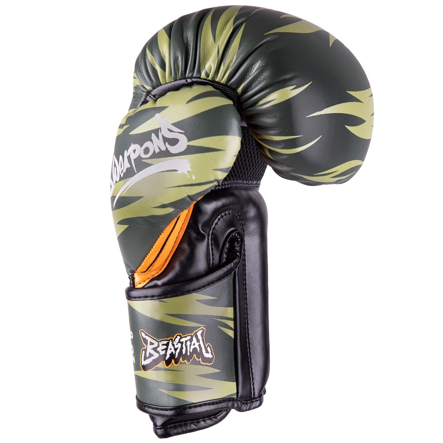 8 WEAPONS Boxhandschuhe Kinder, Beastial Viper, Khaki, Kinder Boxhandschuhe, Kunstleder, Perfekte Dämpfung für optimalen Schutz, Handschuhe für Muay Thai, K1, Boxen, MMA und Kickboxen