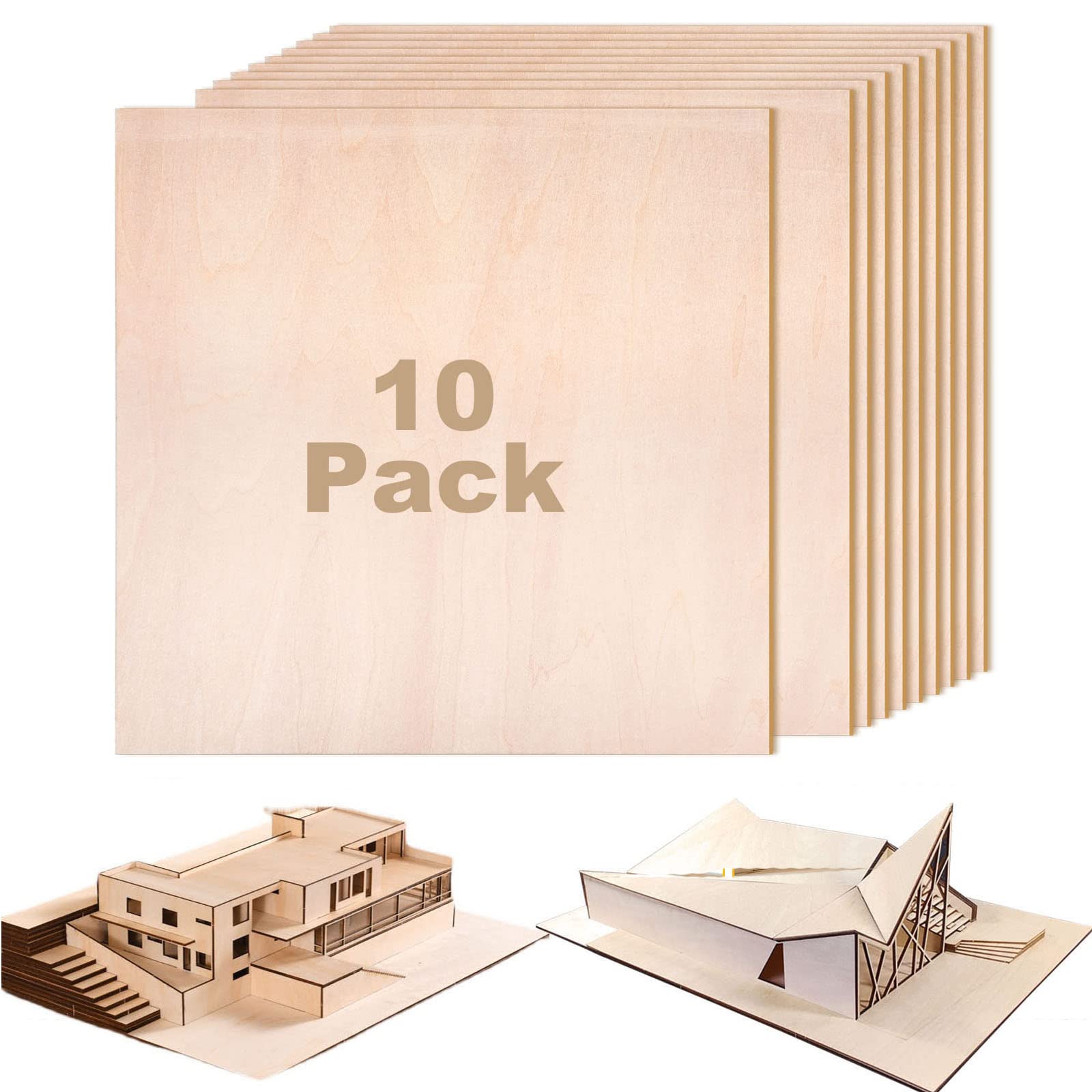Buy 10 Pack Basswood Sheets, Unfinished Basswood Plywood Sheets for
