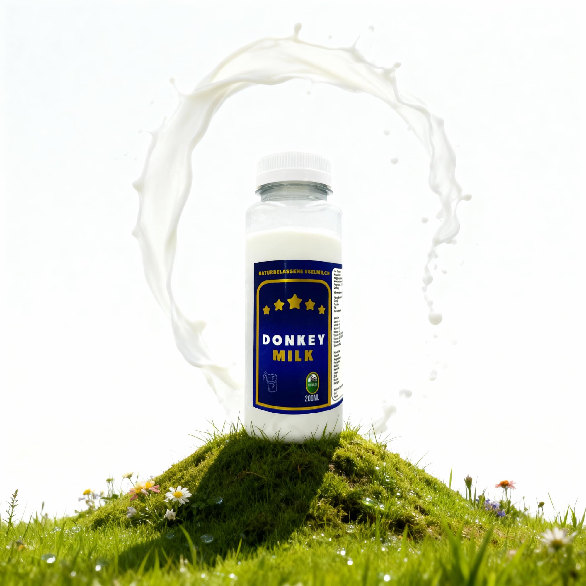 DON DONKEY'S® Leche de burra, 200 ml, leche cruda fresca en botella de 200 ml, para nutrición y cuidado de la piel, envío refrigerado para frescura y calidad, leche baja en lactosa