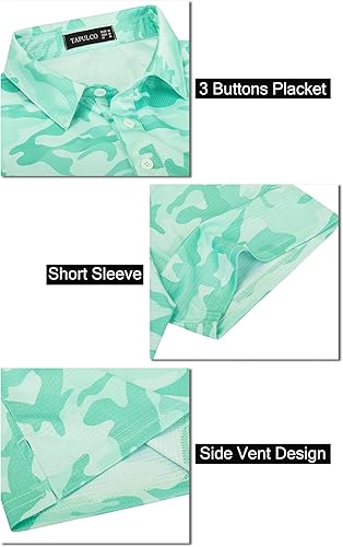 Miniatura 5 de TAPULCO Camisetas tipo polo de secado rápido para hombre, diseño de camuflaje, atléticas, ligeras, transpirables, casuales, para golf