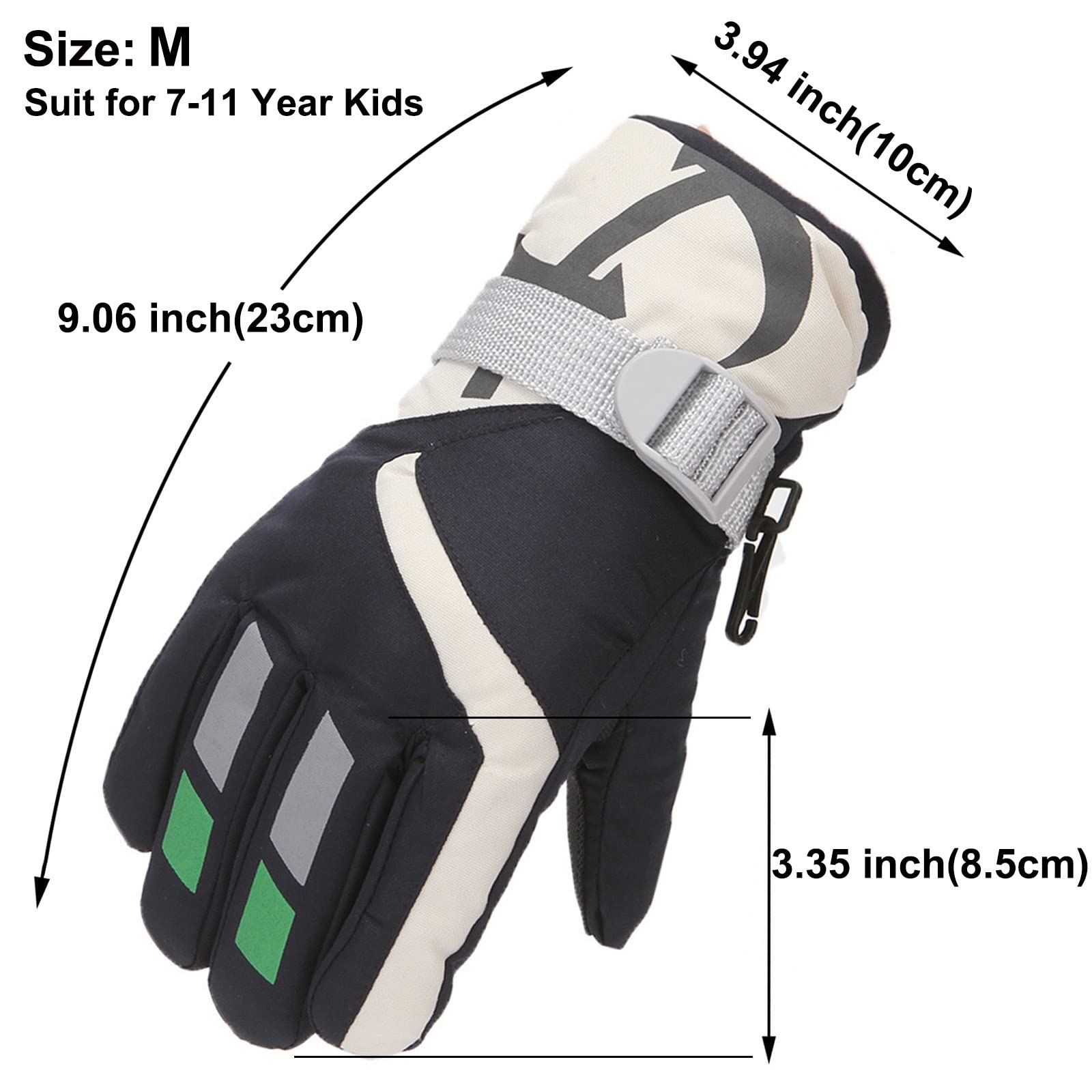 2024 Neu – Ski Outdoor Handschuhe Winter Snowboard Warm Eislaufen Kinder Mädchen Winddicht Kinder Handschuhe und Fäustlinge Scooter Winter (Schwarz, 7-11 Jahre) Fashion