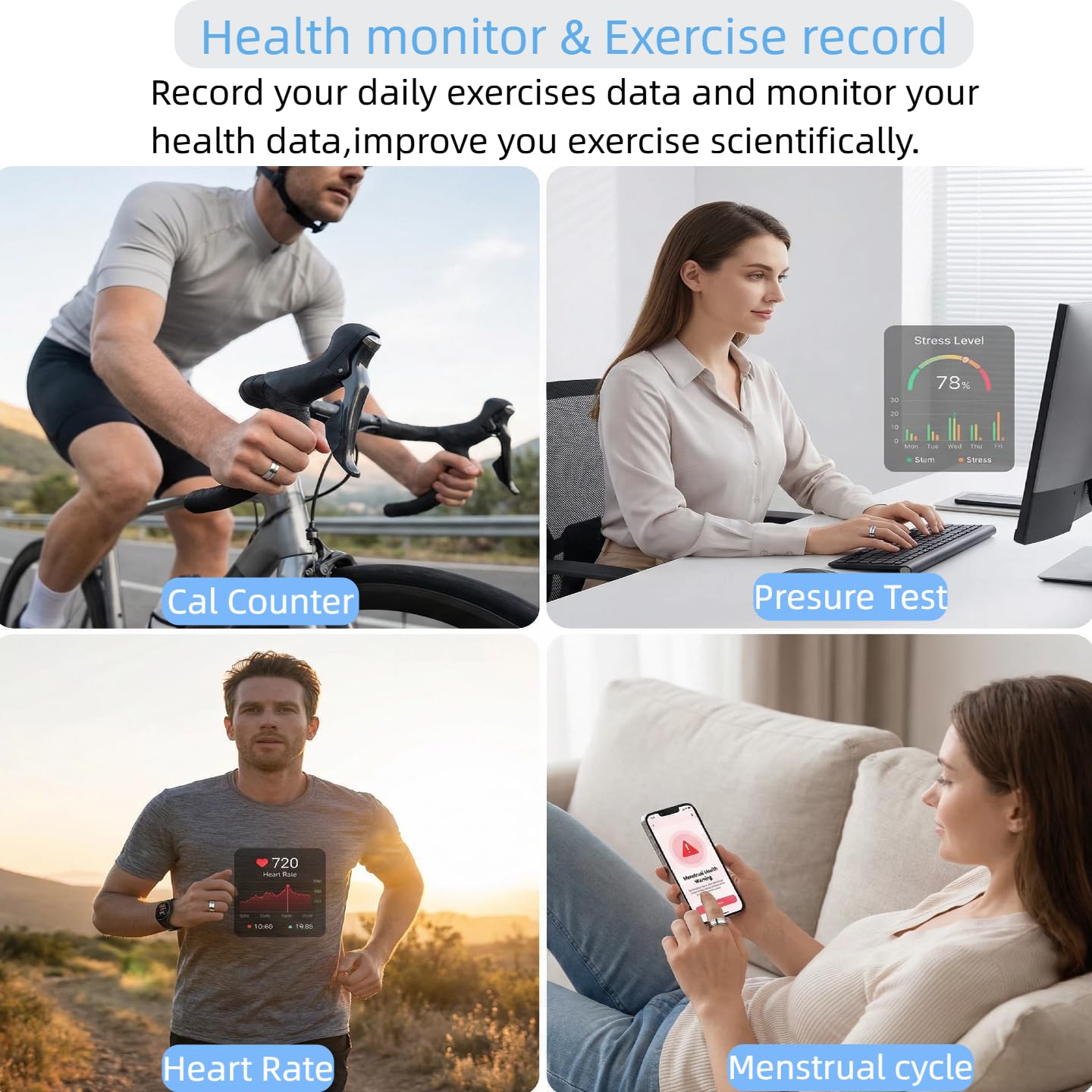 Smart Ring con app esclusiva (senza abbonamento) e Bluetooth 5.1, ricarica magnetica batteria da 18 mAh, monitoraggio fitness e salute 24/7 (frequenza cardiaca, ossigeno nel sangue