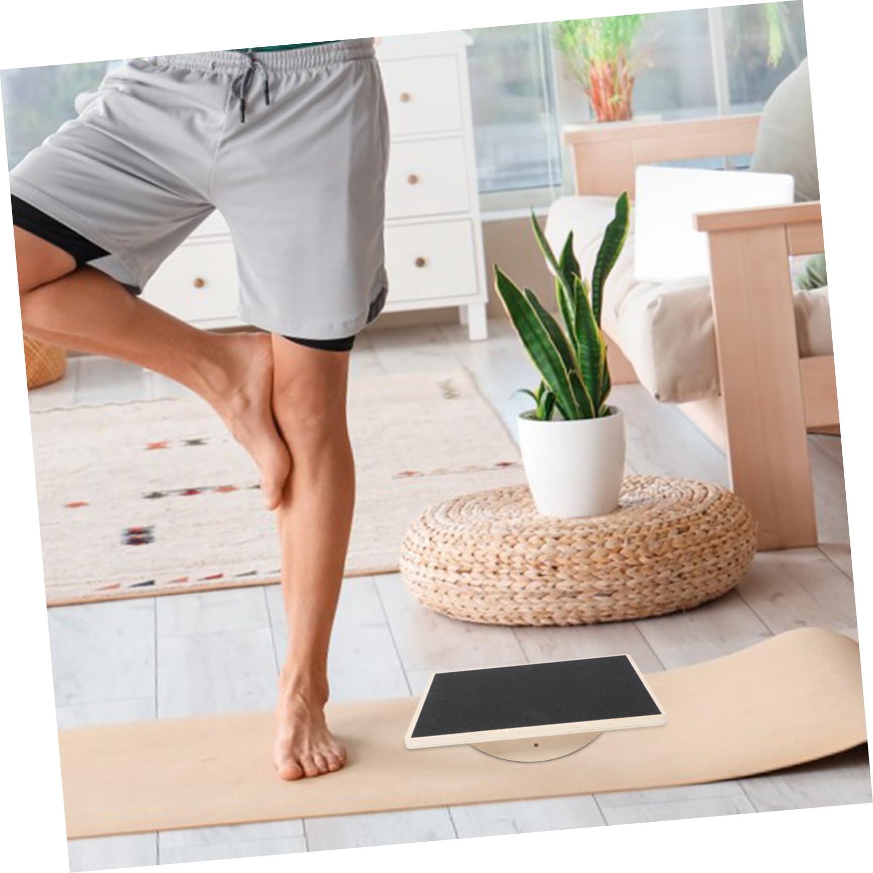 Tavola Bilanciamento Yoga in Legno Rettangolare per Adulti | Allenamento Stabilità e Coordinazione, Superficie Antiscivolo, Uso Home Gym