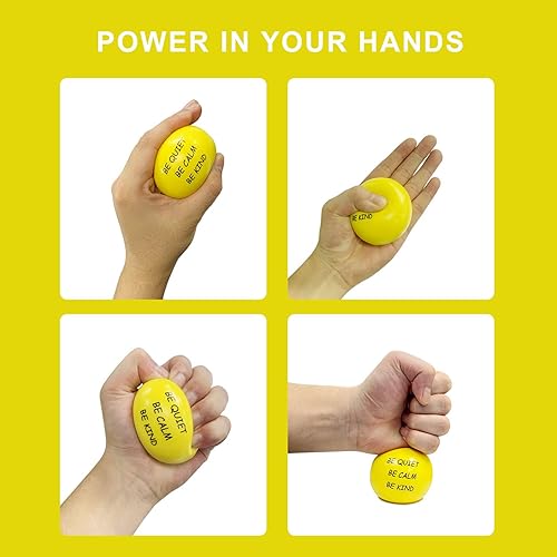 Miniatura 3 de ALMAH Pelotas motivacionales para el estrés para niños y adultos (paquete de 4), bolas de alivio del estrés, bolas de terapia de ejercicio de mano