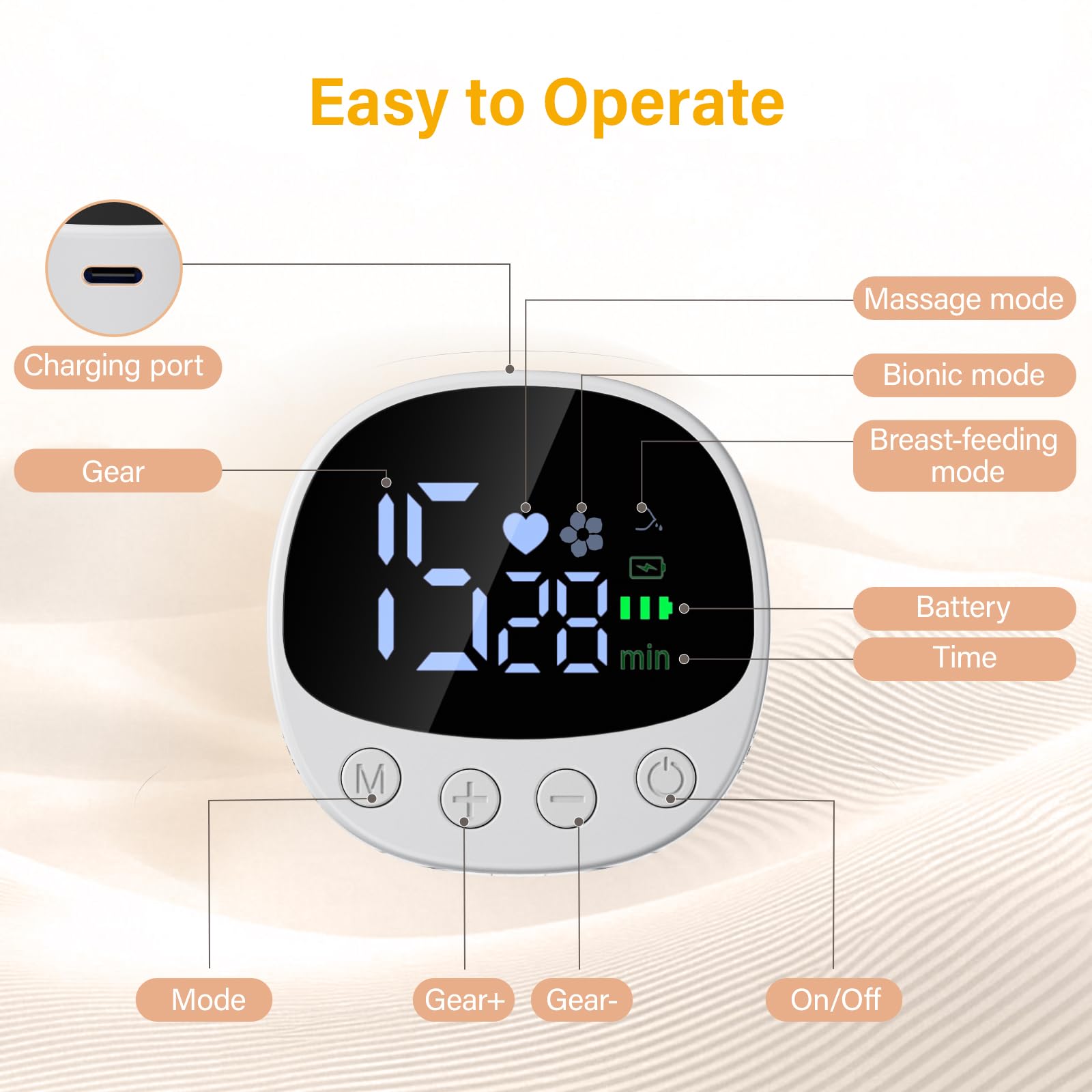 Electric Breast Pump 180ml Wearable Breast Pump Hands Free Breast Pump Portable Cordless Pump with 5 Modes & 15 Levels for Nursing Mums and Working Mothers — view 3