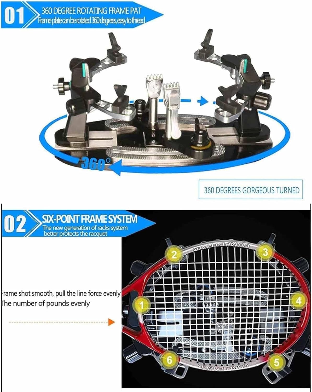 Table stringing Machine, Badminton Racket stringing Machine, Manual stringing Machine, Tennis Racket stringing Machine 360 ​​Degree Rotation
