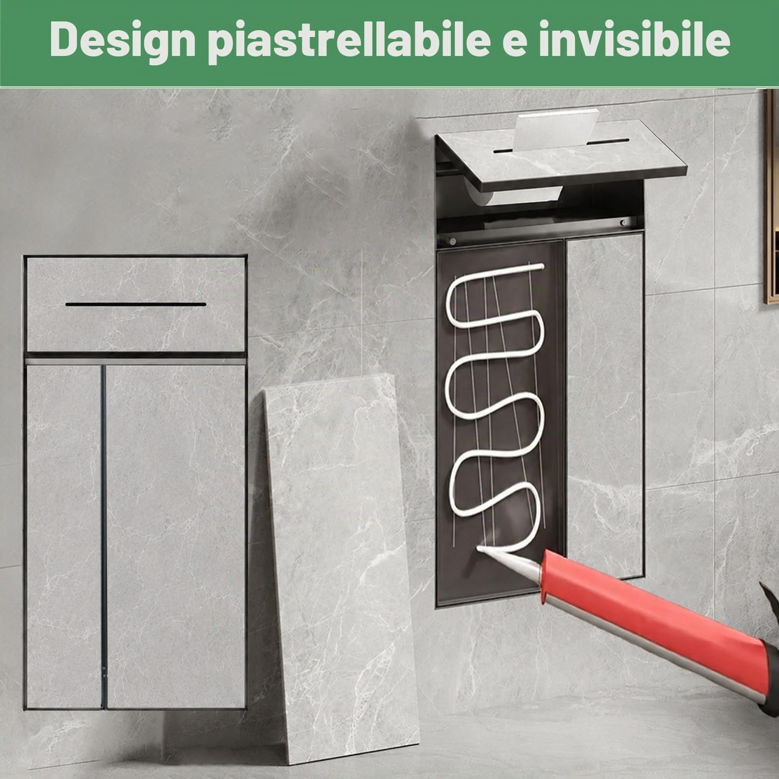 ZAQYCM Nicchia doccia incasso Porta Rotolo Di Carta Igienica A Parete Con Vano Porta Spazzolino, Cestino Impermeabile Per Bagno Per Hotel E Ristoranti, Incasso In Nicchia Per Piastrelle(White)