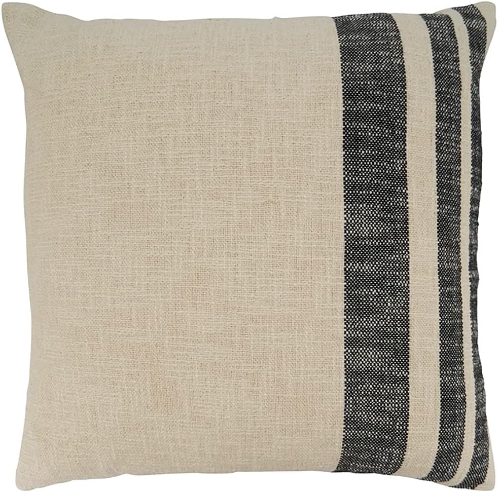 Fennco Styles Woven Striped Decorative Cotton Throw Pillow Cover 20" W x 20" L - Natural Textured Cushion Case for Home, Couch, Bedroom, Living Room and Office Décor