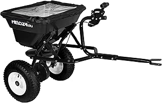 Helo Düngerstreuer Rasentraktor Streuwagen Saatgutstreuer 29L Salzstreuer mit Anhängerkupplung schwarz T1