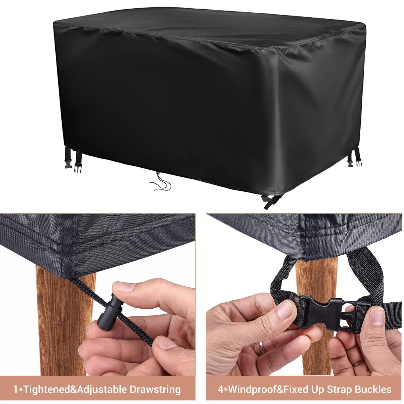 Housse de Protection Mobilier Exterieur 120x60x110cm/LxWxH Housse de Table de Jardin Rectangulaire,Bâche de Protection 600D Tissu Oxford pour Chaise Meubles Étanche Imperméable