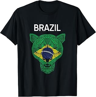 Brazil Vacation Souvenir Jaguar Brazil Flag T-Shirt