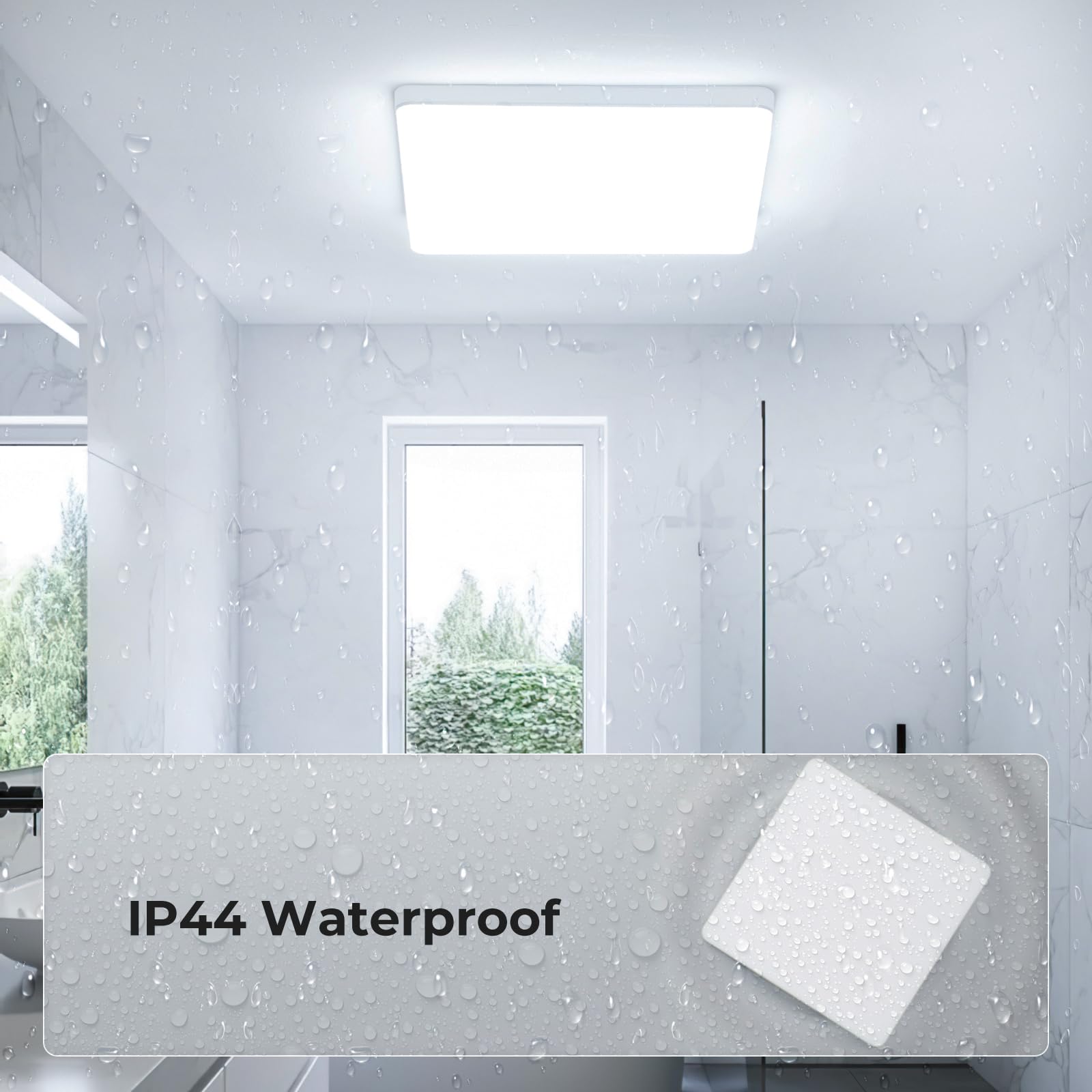 Lampara Techo LED 48W: 30CM Plafon LED Techo 6500K, 4800LM Plafon Superficie Panel LED para Dormitorio Cocina Pasillo Baño Sala, Blanco, Cuadrado